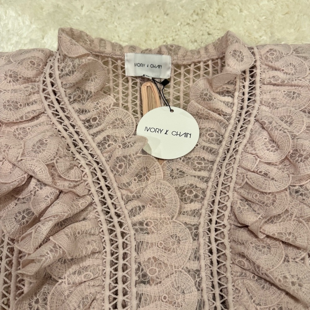 Blush Pink Lace Ruffle Top - Picture 3 of 5